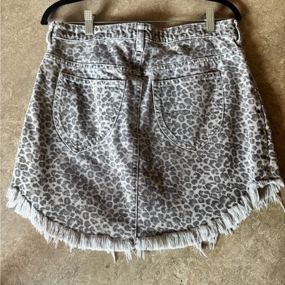 Free people Leopard Print Skirt with Frayed Hem - Picture 3 of 3